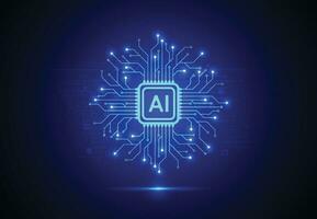 Artificial intelligence chipset on circuit board in futuristic concept technology artwork for web, banner, card, cover. Vector illustration