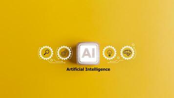 Artificial intelligence AI and machine learning on a yellow background. Technology concept. photo