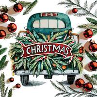 Christmas Truck Vector Design