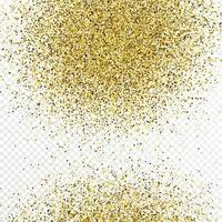 Gold glitter confetti backdrop isolated on white background. Celebratory texture with shining light effect. Vector illustration.