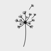 simple hand drawn of a dandelion flower. dandelions blown by the wind. for decoration, greeting card, banner, etc. vector graphic.