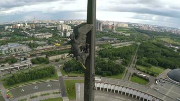 Aerial shot of Victory Monument on Poklonnaya Hill, Moscow video