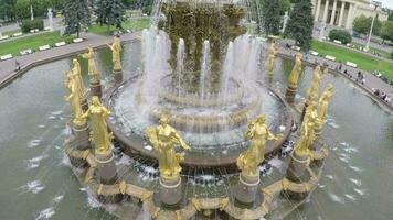 Flying over Friendship of Nations Fountain in Moscow video