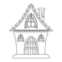 Halloween Spooky House Outline Illustration for coloring book vector