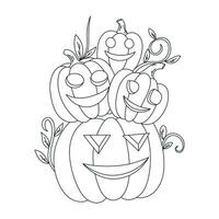 Víspera de Todos los Santos calabaza contorno ilustración para colorante libro vector