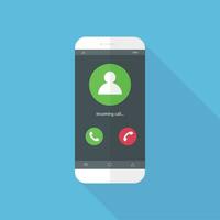 Flat design the smartphone with incoming call on screen, vector design element