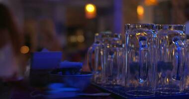 Clean glassware in the bar video