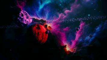 abstrait espace Voyage à foncé rose bleu nébuleuse galaxie video