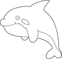 Easy coloring cartoon vector illustration of a killer whale
