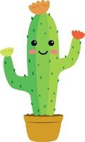 Vector illustration of a funny cactus character in cartoon style isolated on white background