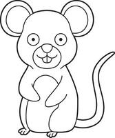 Easy coloring cartoon vector illustration of a mouse