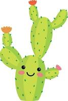 Vector illustration of a funny cactus character in cartoon style isolated on white background