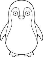 Easy coloring cartoon vector illustration of a penguin