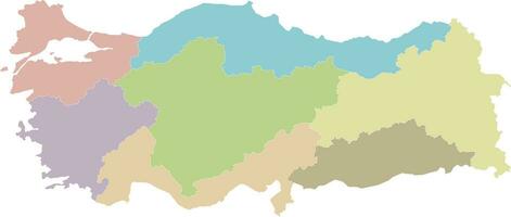 Vector blank map of Turkey with regions and geographical divisions. Editable and clearly labeled layers.