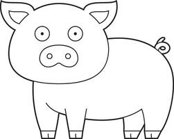 Easy coloring cartoon vector illustration of a pig