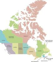 Vector map of Canada with provinces and territories and administrative divisions. Editable and clearly labeled layers.