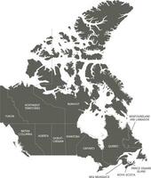 Vector map of Canada with provinces and territories and administrative divisions. Editable and clearly labeled layers.