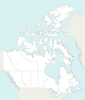 Vector blank map of Canada with provinces and territories and administrative divisions, and neighbouring countries and territories. Editable and clearly labeled layers.