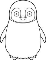 Easy coloring cartoon vector illustration of a baby penguin