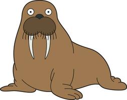 Cute cartoon vector illustration of a walrus