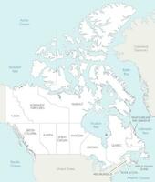 Vector map of Canada with provinces and territories and administrative divisions, and neighbouring countries and territories. Editable and clearly labeled layers.