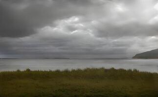 storm clouds over the river, AI Generative photo