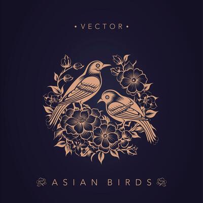 Asian traditional bird patterns ancient Chinese flower and bird patterns