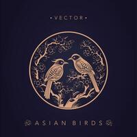 Asian traditional bird patterns ancient Chinese flower and bird patterns vector