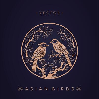 Asian traditional bird patterns ancient Chinese flower and bird patterns