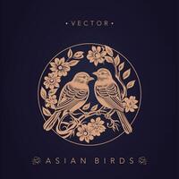 Asian traditional bird patterns ancient Chinese flower and bird patterns vector