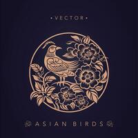 Asian traditional bird patterns ancient Chinese flower and bird patterns vector