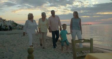 Family is going to have dinner at the seaside video