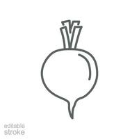 Beetroot icon. Nature food. Vegetarian, vegetable, veggies. Sugar beet logo. Fresh radish beets with leaves for apps and websites outline style. vector illustration. design on white background EPS 10