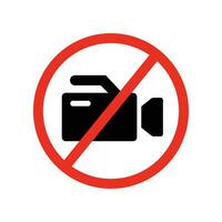 Prohibition no video recording icon. record not allowed. No photographing sign. No video digital camera prohibited sign. Do not shoot movie video. Vector illustration design. EPS 10