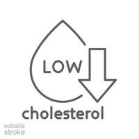 Low cholesterol icon. Symptoms of Metabolic Syndrome. Low HDL-Cholesterol. heart care cardiology sign. outline  style. Editable stroke Vector illustration. Design on white background. EPS 10