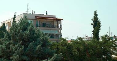 vue sur bâtiment avec des arbres sur premier plan video