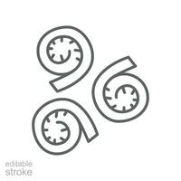 fiddleheads icon. fresh nature organic vegetable food salad herbs. green fiddlehead, unfurling fern leaf outline style editable stroke vector illustration design on white background. EPS 10