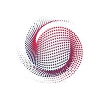 a circular dot pattern with blue and pink colors, dot cmyk black gradient symbol logotype circular shape spiral halftone circle round abstract circle vector