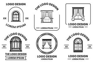 door and window logo in flat line art style vector