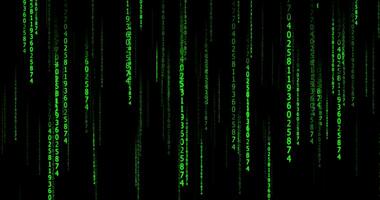 Green binary code on black background, random numbers, binary algorithm, matrix style binary code. Digital data display. data code, encryption and coding. abstract background video