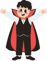 Young Boy in Vampire Halloween Costume Illustration vector