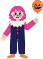 Cute Girl Halloween Clown illustration vector