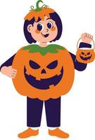 Cute Girl in Halloween Costume Illustration vector