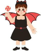 hermosa niña en drácula Víspera de Todos los Santos disfraz ilustración vector