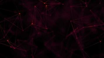 Abstract plexus tech background with glowing red connecting lines and dots or nodes. Digital data network connections concept. This modern technology video is full HD and a seamless loop.