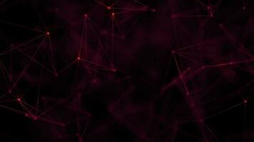 Abstract plexus tech background with glowing red connecting lines and dots or nodes. Digital data network connections concept. This modern technology video is full HD and a seamless loop.