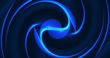 Futuristic abstract blue glowing swirling waves of magical energy. Technological spiral. Abstract background. Seamless loop. Video in high quality 4k