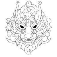 Hand drawn doodle dragon's head. Outline dragon's head. Dragon's mask. Vector illustration.