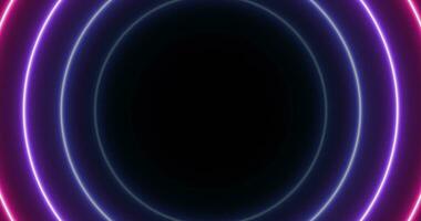 Animation of colored neon LED circles abstract futuristic hi-tech motion background,wave light effect, VJ tunnel. Seamless loop video
