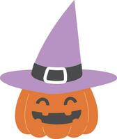 Halloween Pumpkin With Witch Hat Illustration Isolated vector